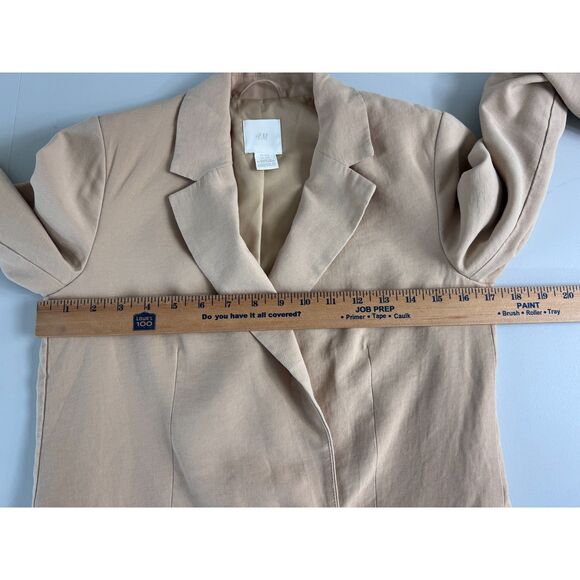 H&M Women's Tan Blazer Jacket Viscose Polyester Blend Size 3XS - Picture 7 of 12